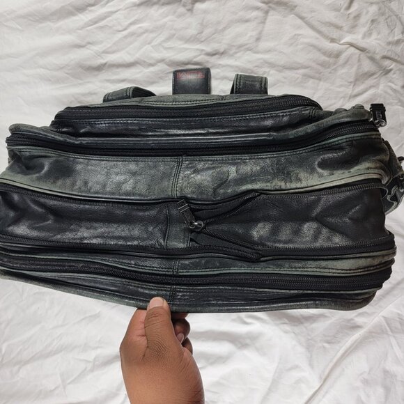 Tumi Alpha Black Leather Expandable Organizer Briefcase Bag - Picture 8 of 9